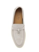 Loro Piana Summer Charms Walk Loafer Suede Pearl Grey - Image 4