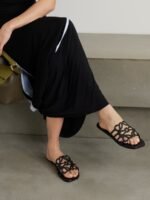 Loewe Petal Anagram slide black in soft calfskin - Image 5