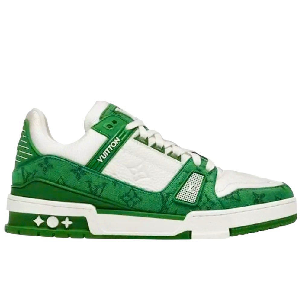 https_2F2Fimages-2-Photoroom.jpg Louis Vuitton Trainer Green Monogram Denim White - Image 1