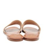 Louis Vuittonx Brown/Beige Raffia Lock It Slides - Image 4